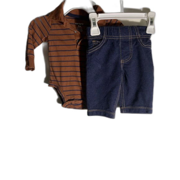 Carter's Bundle 2 Brown/Blue Long Sleeve & Pants 3 Months - Picture 1 of 7